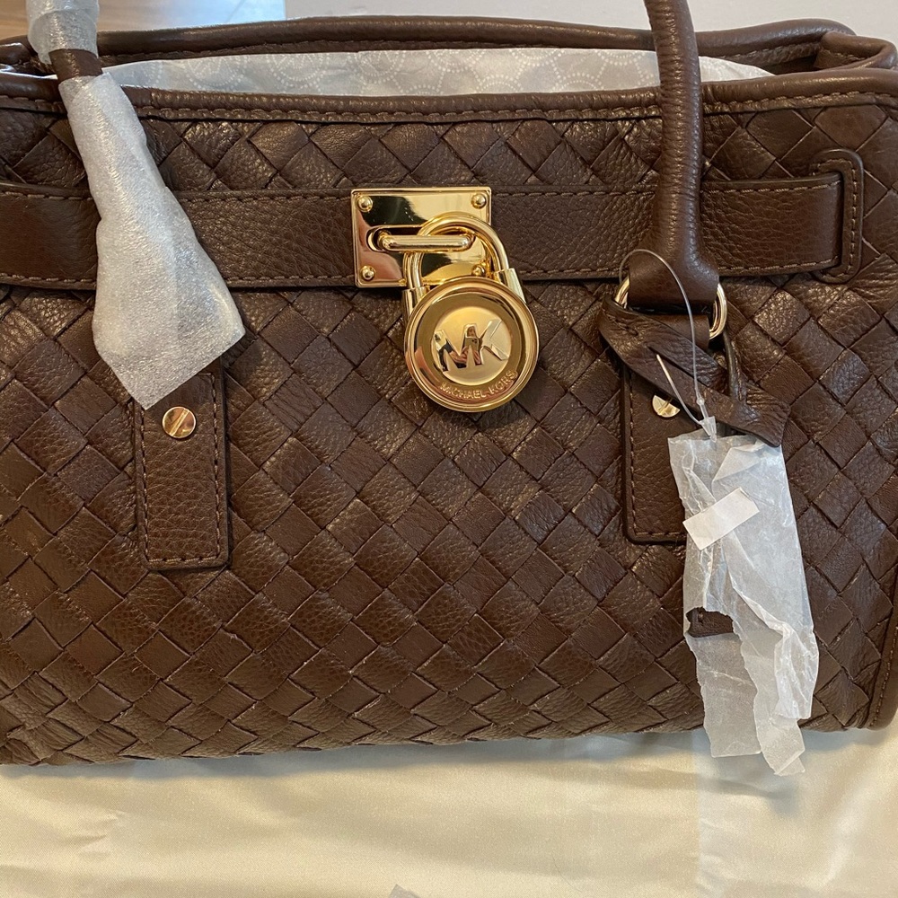 Michael Kors Hamilton woven leather tote bag